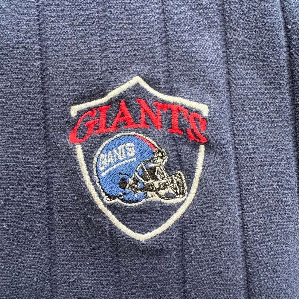 Vintage Lee Sport Giants Rugby Polo Shirt Navy Ribbed‎ Knit XL 90s Nutmeg Mills